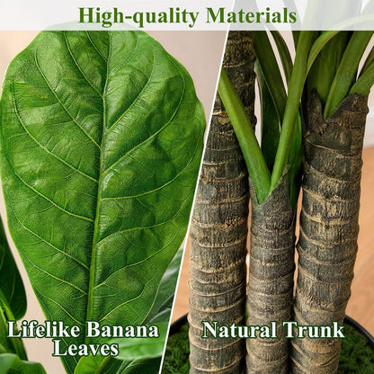 Artificial Banana Tree 6ft Tall Fake Banana Leaf Plant Faux Banana Tree with 15 Leaves Large Silk Tropical Tree for Home Mall Pool Patio Villa Indoor Outdoor Decor