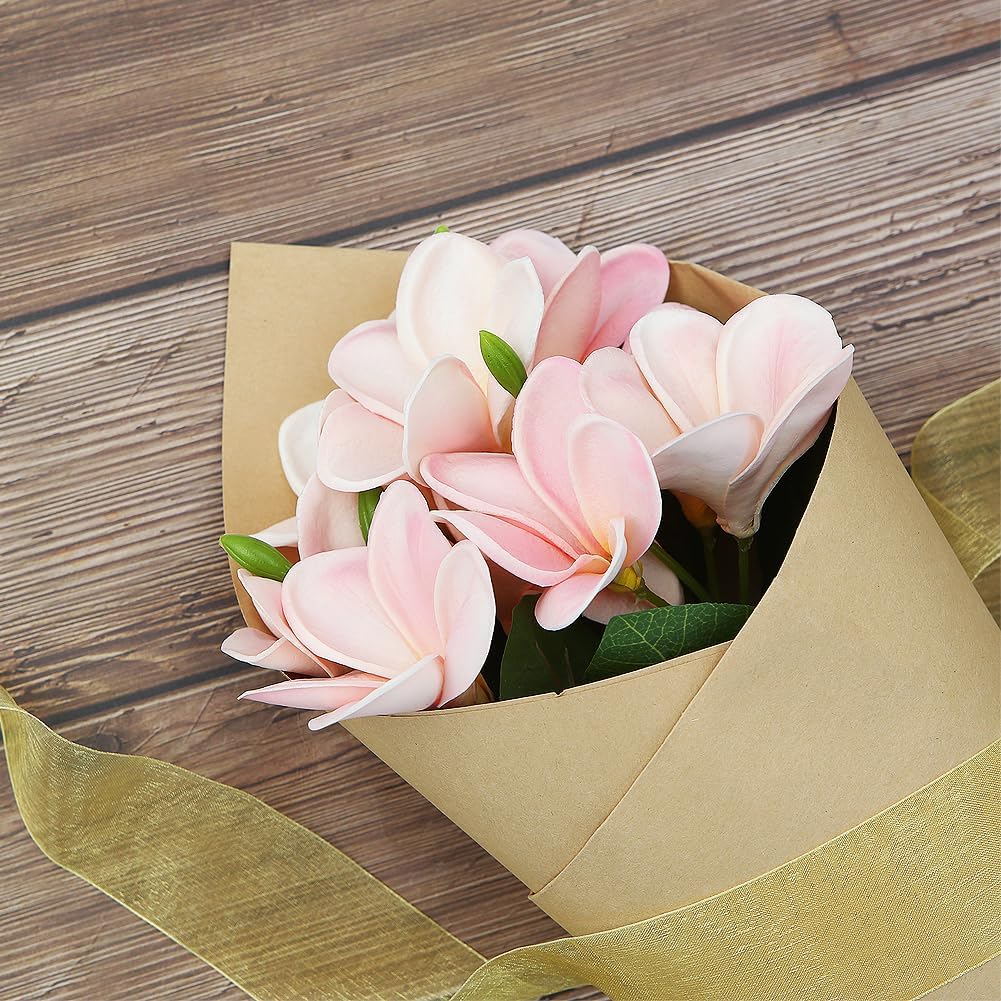 3 PCS Artificial Plumeria Flowers with Leaves,Lifelike Plumeria Frangipani and Bud Bouquets Total 9 Fake Flowers for Home Office Wedding Party Decoration DIY Bouquet Craft Gift (Pink)