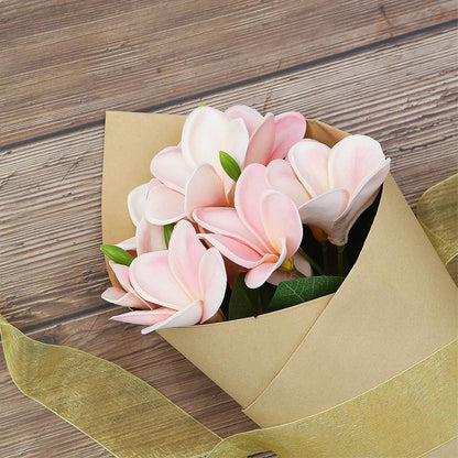 3 PCS Artificial Plumeria Flowers with Leaves,Lifelike Plumeria Frangipani and Bud Bouquets Total 9 Fake Flowers for Home Office Wedding Party Decoration DIY Bouquet Craft Gift (Pink)