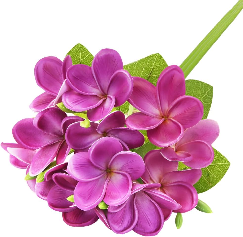 3 PCS Artificial Plumeria Flowers with Leaves,Lifelike Plumeria Frangipani and Bud Bouquets Total 9 Fake Flowers for Home Office Wedding Party Decoration DIY Bouquet Craft Gift (Pink)