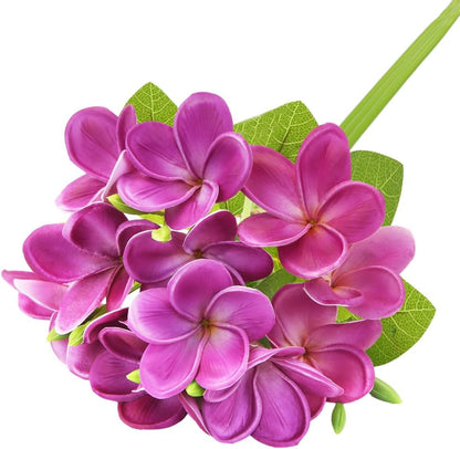 3 PCS Artificial Plumeria Flowers with Leaves,Lifelike Plumeria Frangipani and Bud Bouquets Total 9 Fake Flowers for Home Office Wedding Party Decoration DIY Bouquet Craft Gift (Pink)