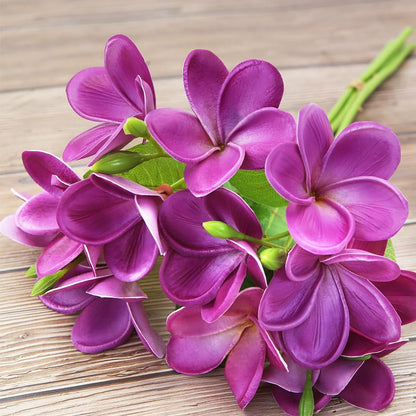 3 PCS Artificial Plumeria Flowers with Leaves,Lifelike Plumeria Frangipani and Bud Bouquets Total 9 Fake Flowers for Home Office Wedding Party Decoration DIY Bouquet Craft Gift (Pink)