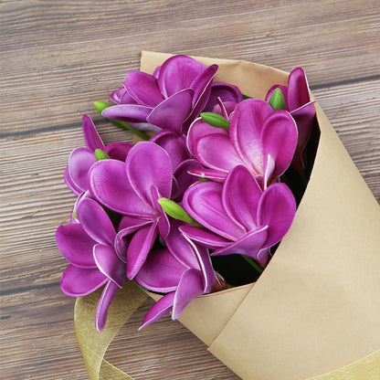 3 PCS Artificial Plumeria Flowers with Leaves,Lifelike Plumeria Frangipani and Bud Bouquets Total 9 Fake Flowers for Home Office Wedding Party Decoration DIY Bouquet Craft Gift (Pink)