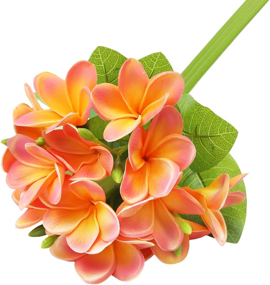 3 PCS Artificial Plumeria Flowers with Leaves,Lifelike Plumeria Frangipani and Bud Bouquets Total 9 Fake Flowers for Home Office Wedding Party Decoration DIY Bouquet Craft Gift (Pink)