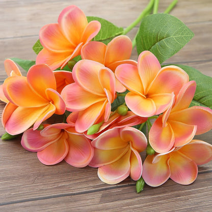 3 PCS Artificial Plumeria Flowers with Leaves,Lifelike Plumeria Frangipani and Bud Bouquets Total 9 Fake Flowers for Home Office Wedding Party Decoration DIY Bouquet Craft Gift (Pink)