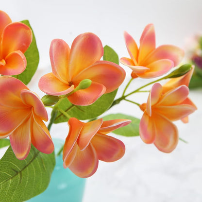 3 PCS Artificial Plumeria Flowers with Leaves,Lifelike Plumeria Frangipani and Bud Bouquets Total 9 Fake Flowers for Home Office Wedding Party Decoration DIY Bouquet Craft Gift (Pink)
