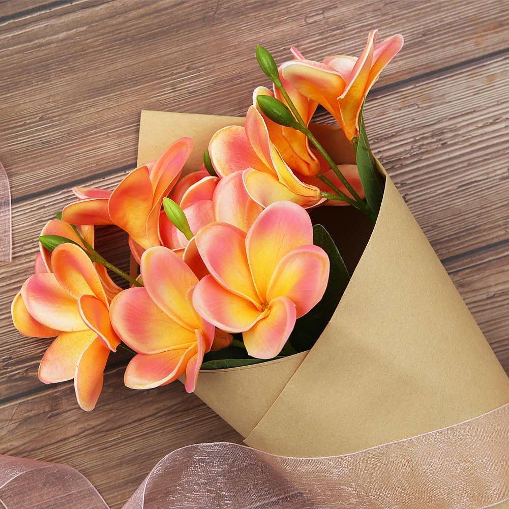3 PCS Artificial Plumeria Flowers with Leaves,Lifelike Plumeria Frangipani and Bud Bouquets Total 9 Fake Flowers for Home Office Wedding Party Decoration DIY Bouquet Craft Gift (Pink)
