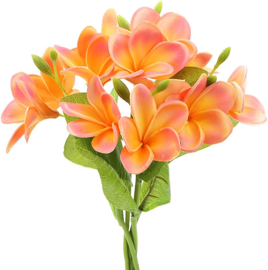 3 PCS Artificial Plumeria Flowers with Leaves,Lifelike Plumeria Frangipani and Bud Bouquets Total 9 Fake Flowers for Home Office Wedding Party Decoration DIY Bouquet Craft Gift (Pink)