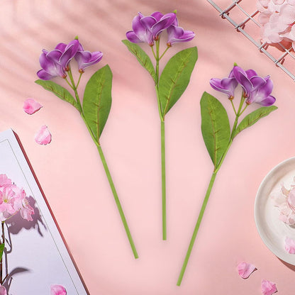 3 PCS Artificial Plumeria Flowers with Leaves,Lifelike Plumeria Frangipani and Bud Bouquets Total 9 Fake Flowers for Home Office Wedding Party Decoration DIY Bouquet Craft Gift (Pink)