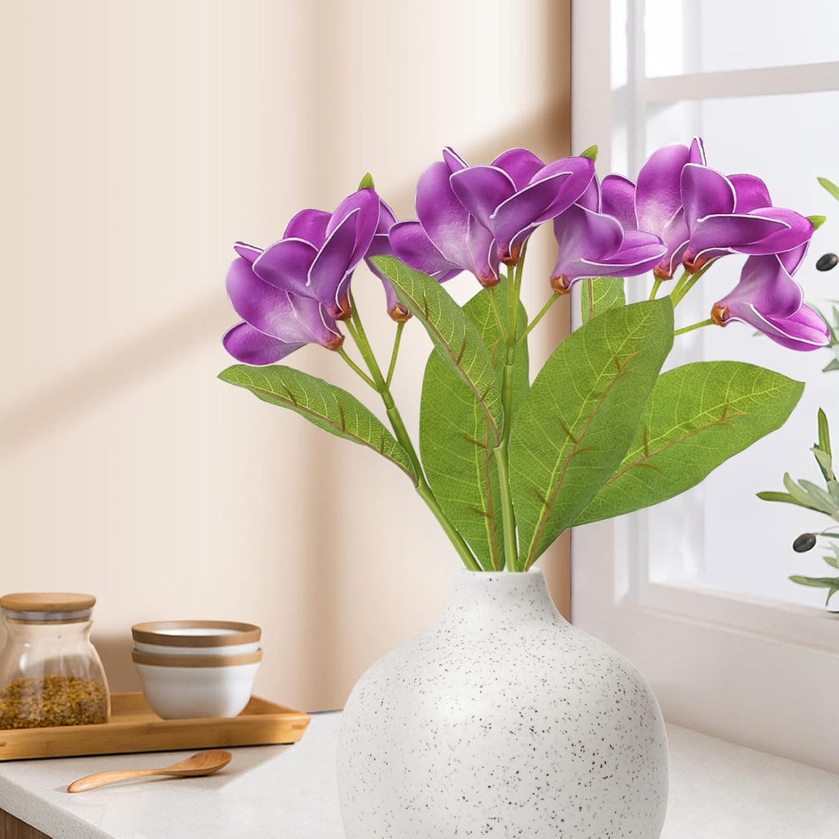 3 PCS Artificial Plumeria Flowers with Leaves,Lifelike Plumeria Frangipani and Bud Bouquets Total 9 Fake Flowers for Home Office Wedding Party Decoration DIY Bouquet Craft Gift (Pink)