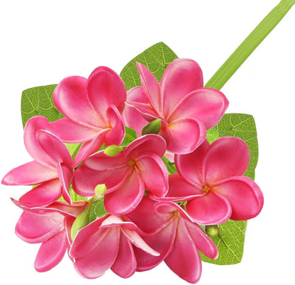 3 PCS Artificial Plumeria Flowers with Leaves,Lifelike Plumeria Frangipani and Bud Bouquets Total 9 Fake Flowers for Home Office Wedding Party Decoration DIY Bouquet Craft Gift (Pink)
