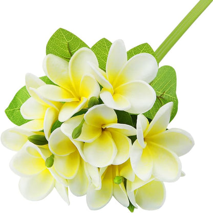 3 PCS Artificial Plumeria Flowers with Leaves,Lifelike Plumeria Frangipani and Bud Bouquets Total 9 Fake Flowers for Home Office Wedding Party Decoration DIY Bouquet Craft Gift (Pink)