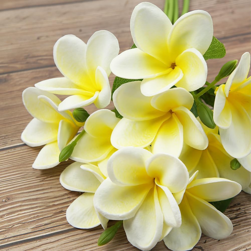 3 PCS Artificial Plumeria Flowers with Leaves,Lifelike Plumeria Frangipani and Bud Bouquets Total 9 Fake Flowers for Home Office Wedding Party Decoration DIY Bouquet Craft Gift (Pink)