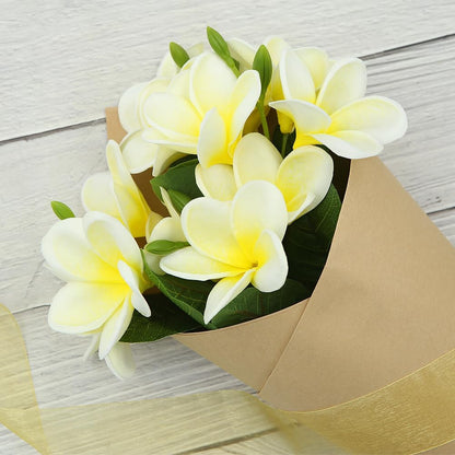 3 PCS Artificial Plumeria Flowers with Leaves,Lifelike Plumeria Frangipani and Bud Bouquets Total 9 Fake Flowers for Home Office Wedding Party Decoration DIY Bouquet Craft Gift (Pink)