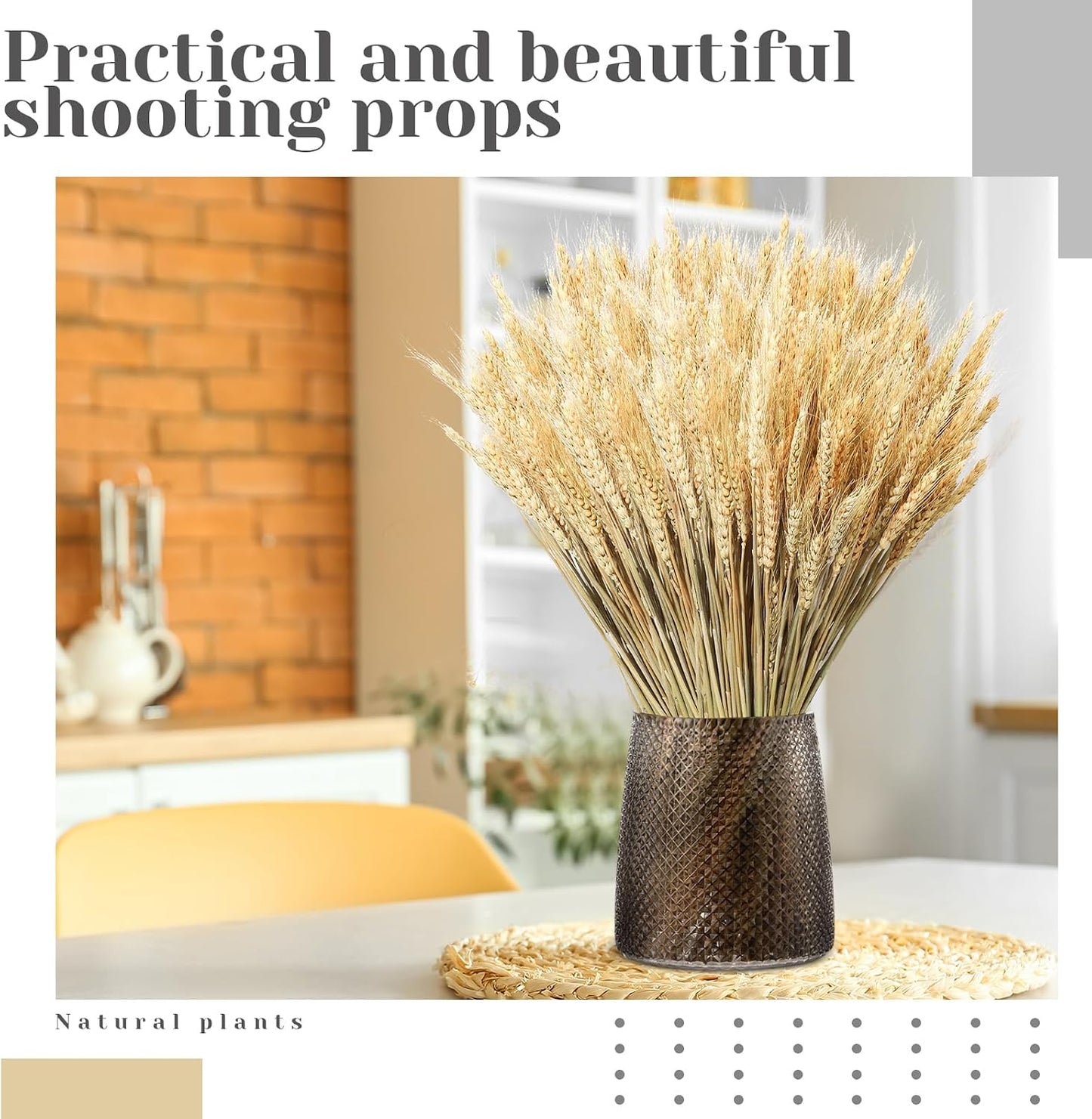 600 Stems Dried Wheat Stalks for Decor Natural Wheat Grass Sheaves Bundle Farmhouse Artificial Flowers Arrangement for DIY Wedding Table Home Centerpieces Party Decorative (16 Inch)