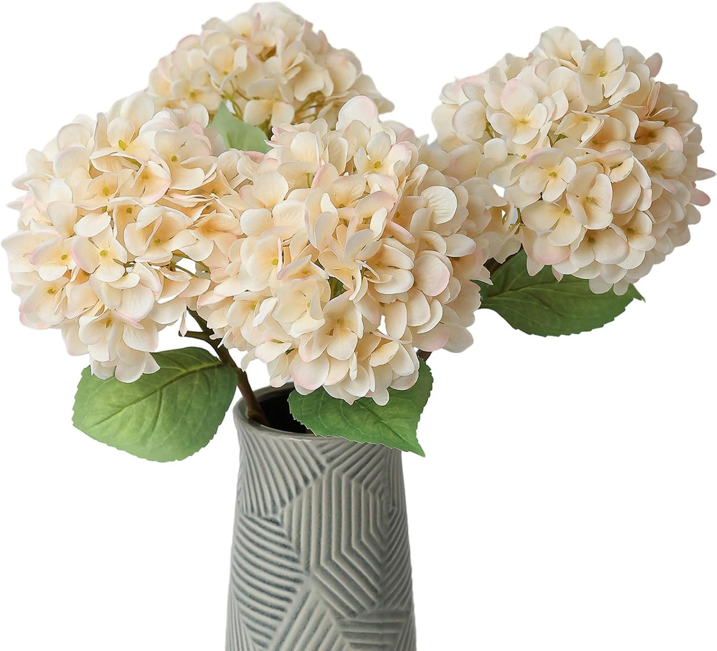 4Pcs Pink Artificial Hydrangea Flowers Large Fake Silk Hydrangea Flower with Leaves Stems Realistic Faux Hydrangeas Decorations for Wedding Table Centerpieces Vase Home Decor (Pink)