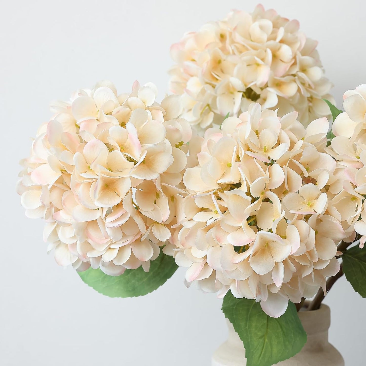 4Pcs Pink Artificial Hydrangea Flowers Large Fake Silk Hydrangea Flower with Leaves Stems Realistic Faux Hydrangeas Decorations for Wedding Table Centerpieces Vase Home Decor (Pink)