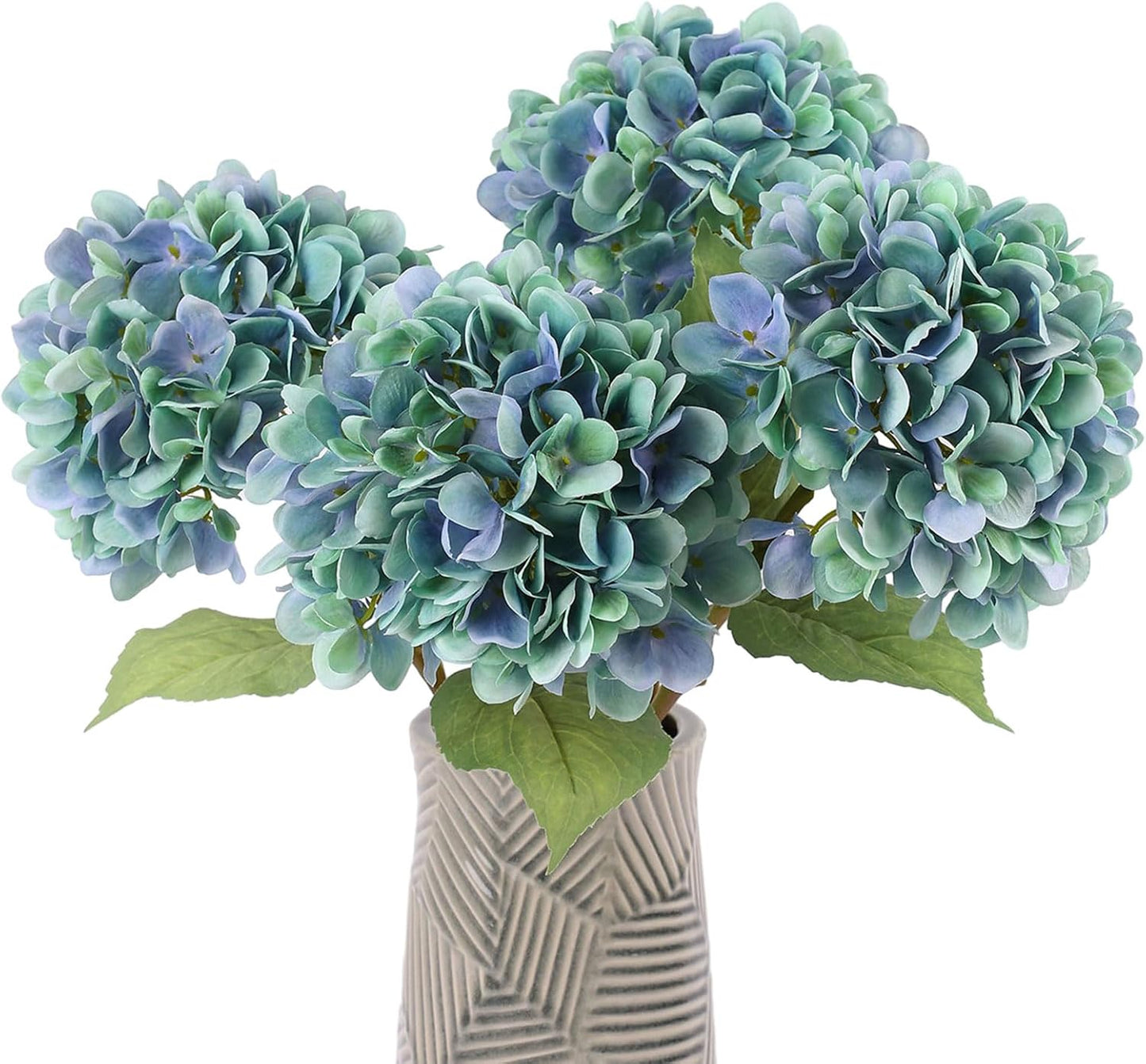 4Pcs Pink Artificial Hydrangea Flowers Large Fake Silk Hydrangea Flower with Leaves Stems Realistic Faux Hydrangeas Decorations for Wedding Table Centerpieces Vase Home Decor (Pink)