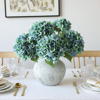 4Pcs Pink Artificial Hydrangea Flowers Large Fake Silk Hydrangea Flower with Leaves Stems Realistic Faux Hydrangeas Decorations for Wedding Table Centerpieces Vase Home Decor (Pink)