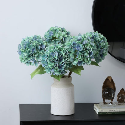 4Pcs Pink Artificial Hydrangea Flowers Large Fake Silk Hydrangea Flower with Leaves Stems Realistic Faux Hydrangeas Decorations for Wedding Table Centerpieces Vase Home Decor (Pink)