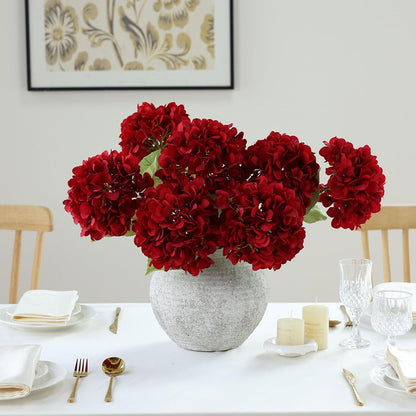 4Pcs Pink Artificial Hydrangea Flowers Large Fake Silk Hydrangea Flower with Leaves Stems Realistic Faux Hydrangeas Decorations for Wedding Table Centerpieces Vase Home Decor (Pink)