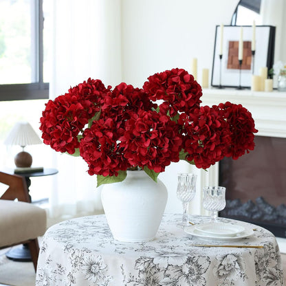 4Pcs Pink Artificial Hydrangea Flowers Large Fake Silk Hydrangea Flower with Leaves Stems Realistic Faux Hydrangeas Decorations for Wedding Table Centerpieces Vase Home Decor (Pink)