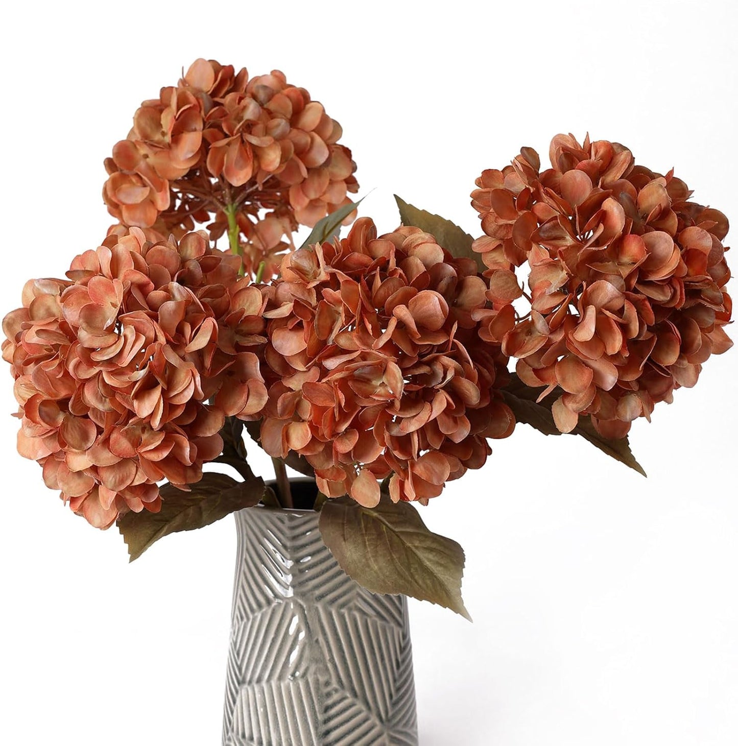 4Pcs Pink Artificial Hydrangea Flowers Large Fake Silk Hydrangea Flower with Leaves Stems Realistic Faux Hydrangeas Decorations for Wedding Table Centerpieces Vase Home Decor (Pink)