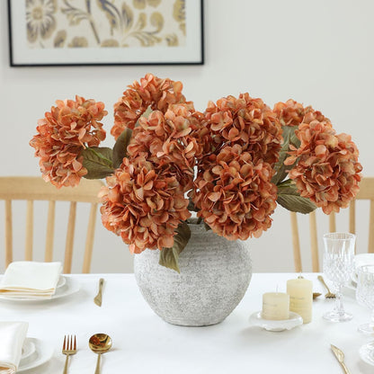 4Pcs Pink Artificial Hydrangea Flowers Large Fake Silk Hydrangea Flower with Leaves Stems Realistic Faux Hydrangeas Decorations for Wedding Table Centerpieces Vase Home Decor (Pink)