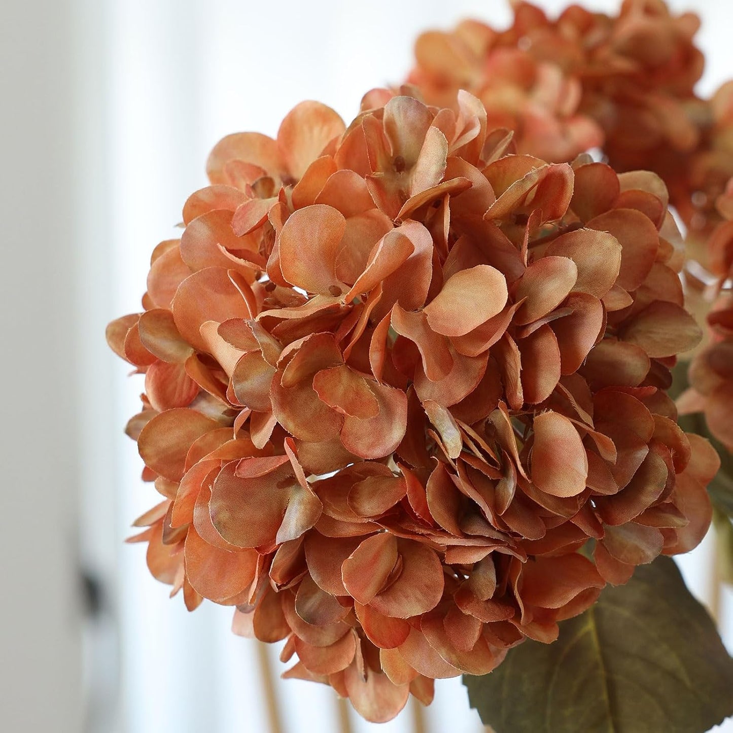 4Pcs Pink Artificial Hydrangea Flowers Large Fake Silk Hydrangea Flower with Leaves Stems Realistic Faux Hydrangeas Decorations for Wedding Table Centerpieces Vase Home Decor (Pink)