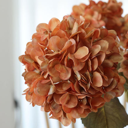 4Pcs Pink Artificial Hydrangea Flowers Large Fake Silk Hydrangea Flower with Leaves Stems Realistic Faux Hydrangeas Decorations for Wedding Table Centerpieces Vase Home Decor (Pink)