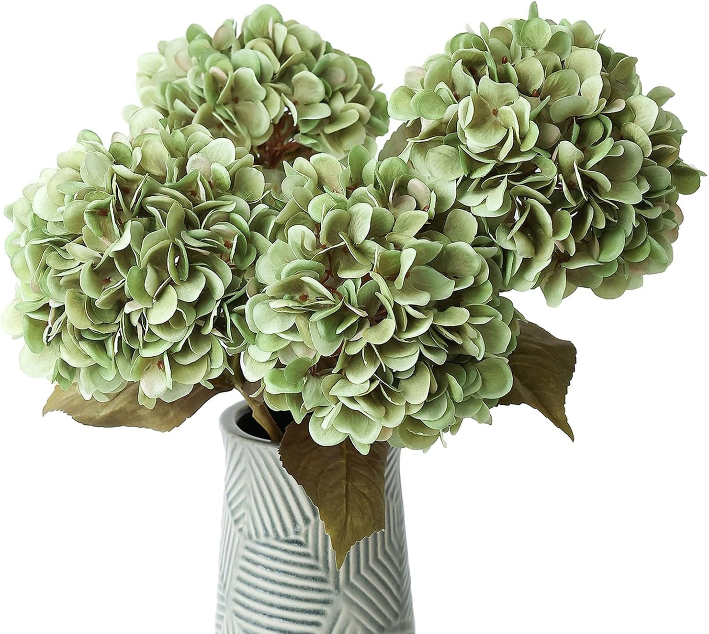 4Pcs Pink Artificial Hydrangea Flowers Large Fake Silk Hydrangea Flower with Leaves Stems Realistic Faux Hydrangeas Decorations for Wedding Table Centerpieces Vase Home Decor (Pink)