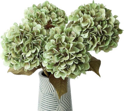 4Pcs Pink Artificial Hydrangea Flowers Large Fake Silk Hydrangea Flower with Leaves Stems Realistic Faux Hydrangeas Decorations for Wedding Table Centerpieces Vase Home Decor (Pink)