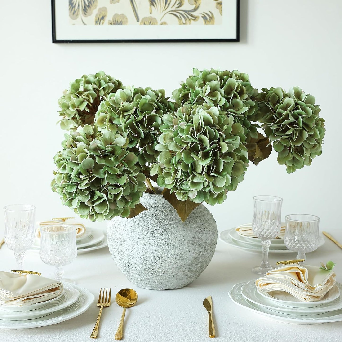 4Pcs Pink Artificial Hydrangea Flowers Large Fake Silk Hydrangea Flower with Leaves Stems Realistic Faux Hydrangeas Decorations for Wedding Table Centerpieces Vase Home Decor (Pink)