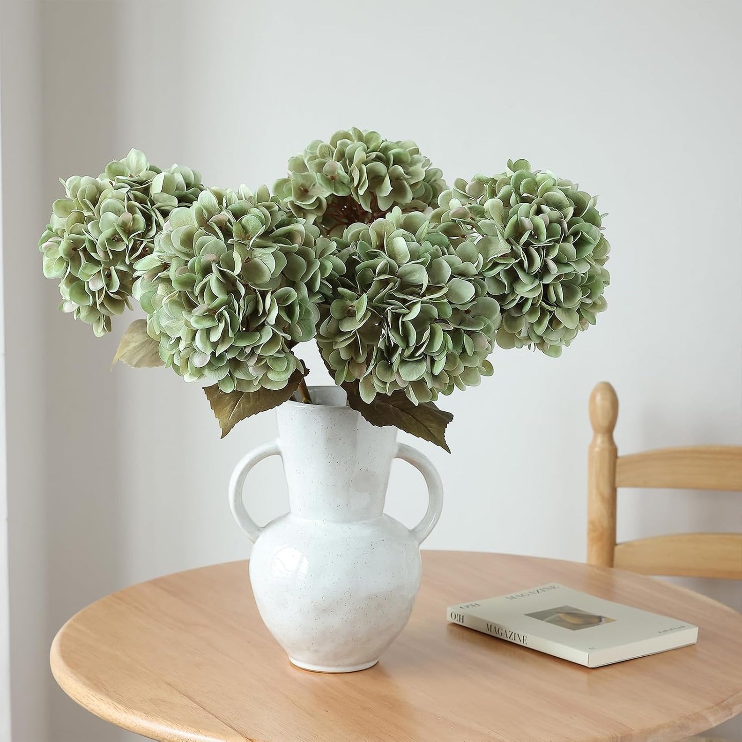 4Pcs Pink Artificial Hydrangea Flowers Large Fake Silk Hydrangea Flower with Leaves Stems Realistic Faux Hydrangeas Decorations for Wedding Table Centerpieces Vase Home Decor (Pink)