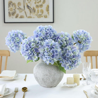 4Pcs Pink Artificial Hydrangea Flowers Large Fake Silk Hydrangea Flower with Leaves Stems Realistic Faux Hydrangeas Decorations for Wedding Table Centerpieces Vase Home Decor (Pink)