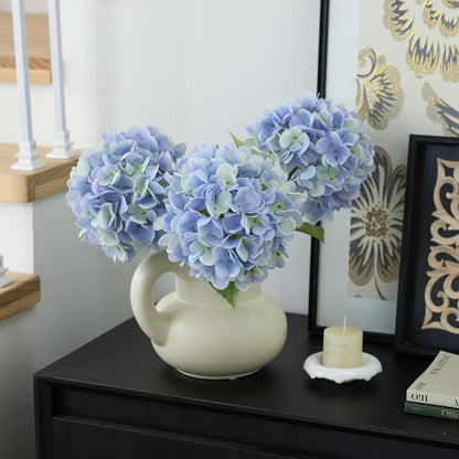 4Pcs Pink Artificial Hydrangea Flowers Large Fake Silk Hydrangea Flower with Leaves Stems Realistic Faux Hydrangeas Decorations for Wedding Table Centerpieces Vase Home Decor (Pink)