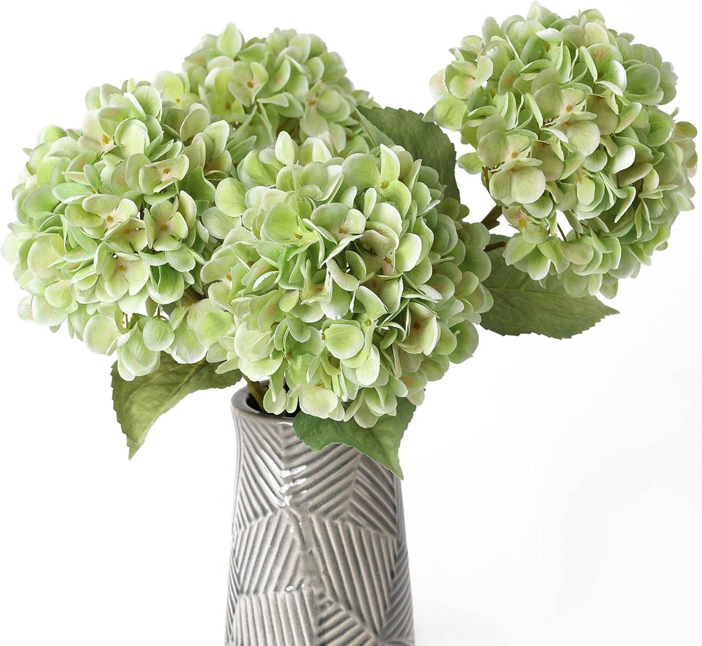 4Pcs Pink Artificial Hydrangea Flowers Large Fake Silk Hydrangea Flower with Leaves Stems Realistic Faux Hydrangeas Decorations for Wedding Table Centerpieces Vase Home Decor (Pink)