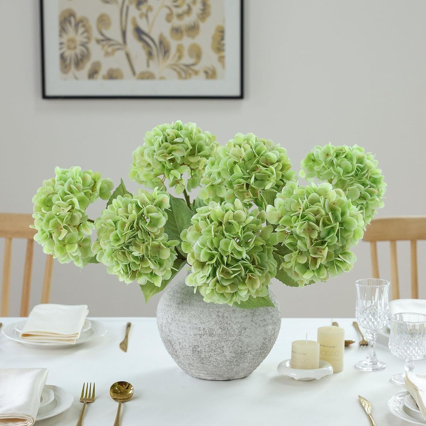 4Pcs Pink Artificial Hydrangea Flowers Large Fake Silk Hydrangea Flower with Leaves Stems Realistic Faux Hydrangeas Decorations for Wedding Table Centerpieces Vase Home Decor (Pink)