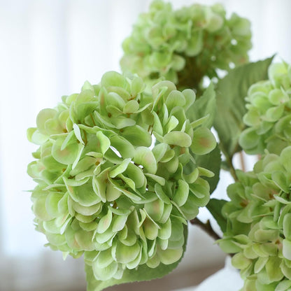 4Pcs Pink Artificial Hydrangea Flowers Large Fake Silk Hydrangea Flower with Leaves Stems Realistic Faux Hydrangeas Decorations for Wedding Table Centerpieces Vase Home Decor (Pink)