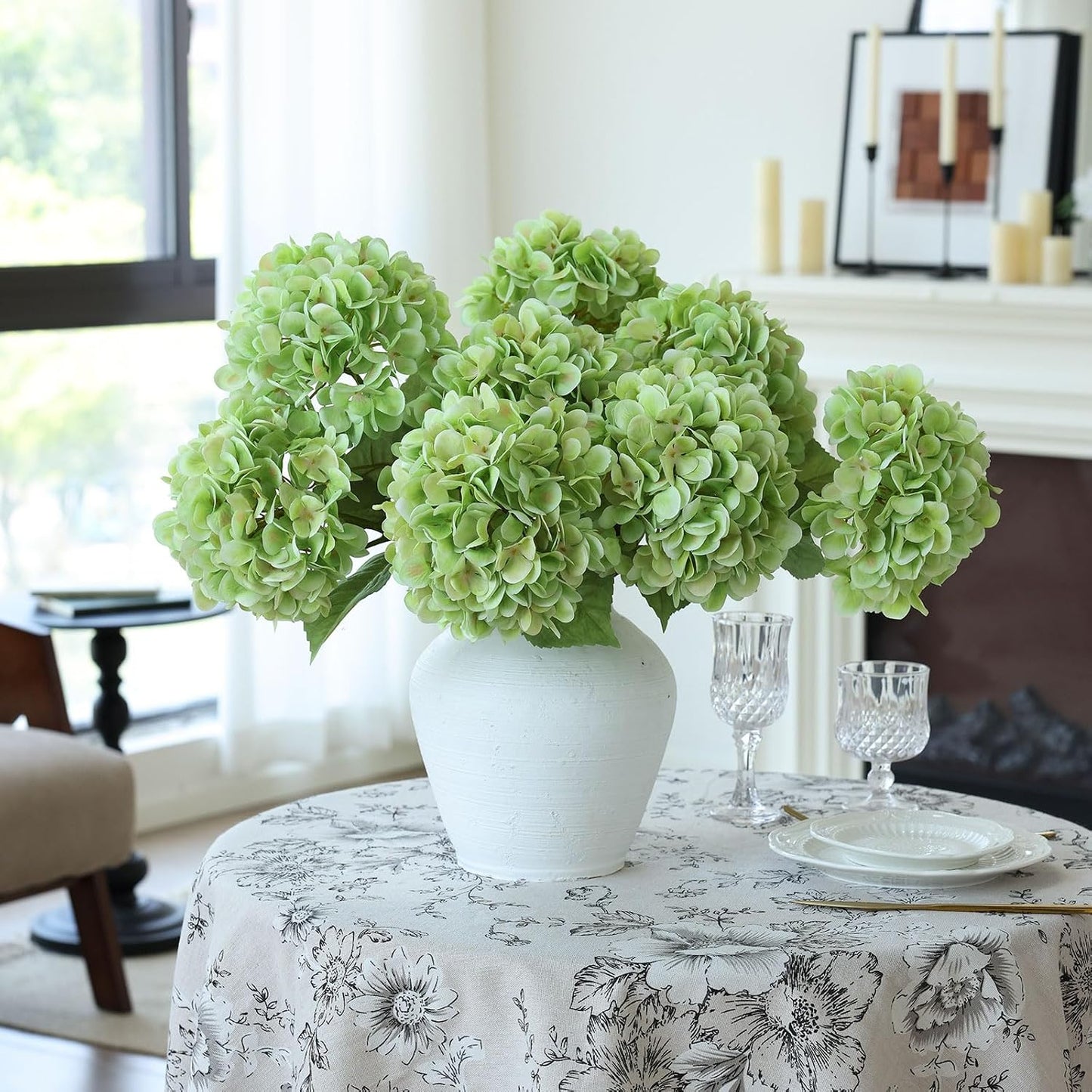4Pcs Pink Artificial Hydrangea Flowers Large Fake Silk Hydrangea Flower with Leaves Stems Realistic Faux Hydrangeas Decorations for Wedding Table Centerpieces Vase Home Decor (Pink)