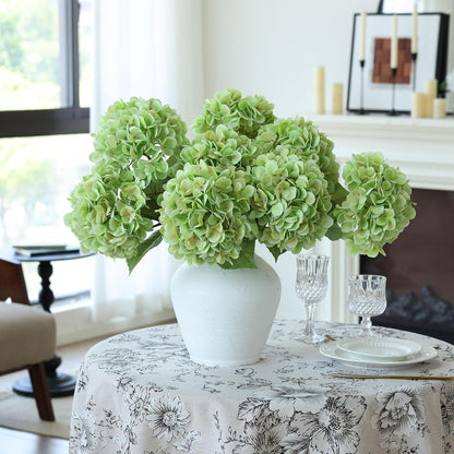4Pcs Pink Artificial Hydrangea Flowers Large Fake Silk Hydrangea Flower with Leaves Stems Realistic Faux Hydrangeas Decorations for Wedding Table Centerpieces Vase Home Decor (Pink)