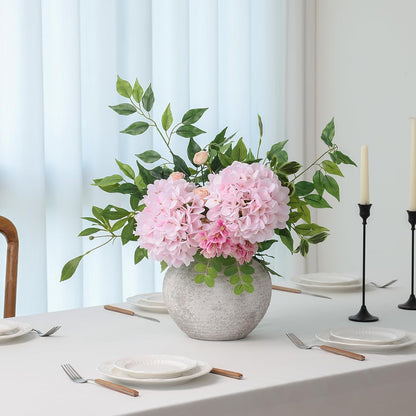 4Pcs Pink Artificial Hydrangea Flowers Large Fake Silk Hydrangea Flower with Leaves Stems Realistic Faux Hydrangeas Decorations for Wedding Table Centerpieces Vase Home Decor (Pink)