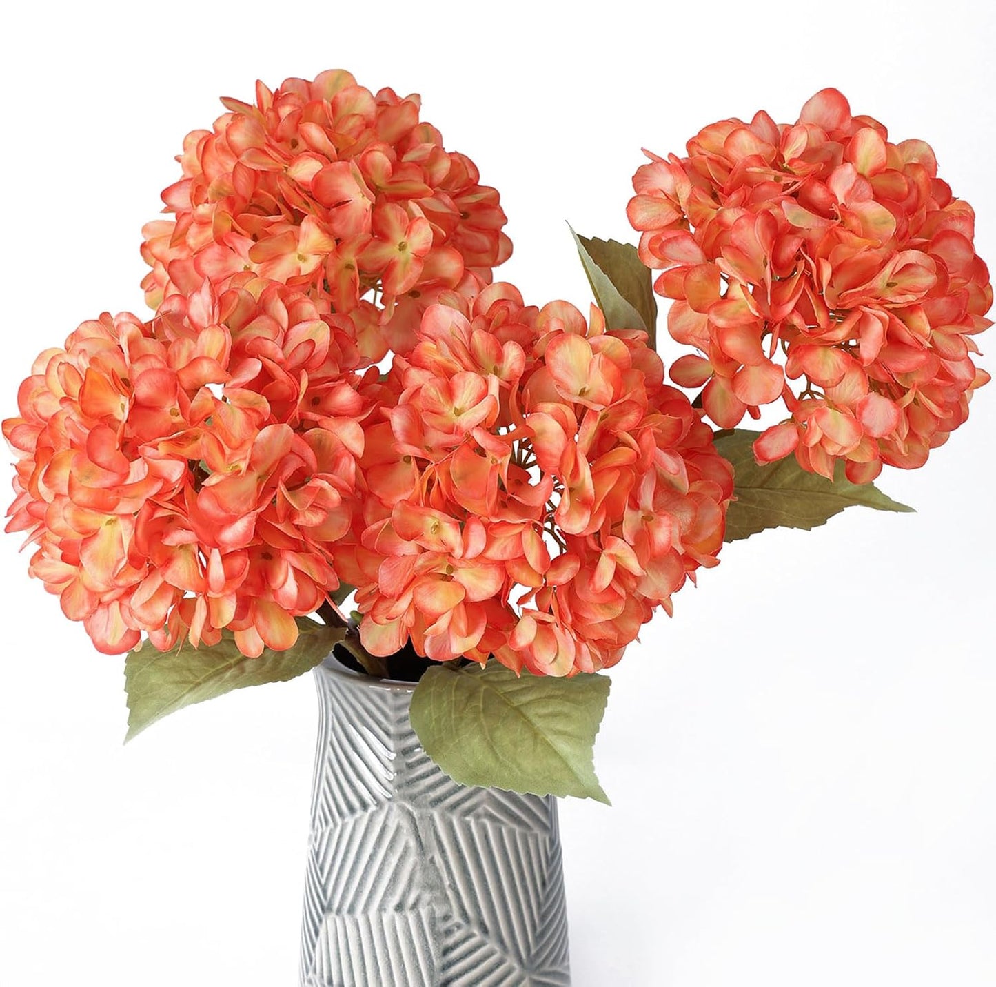 4Pcs Pink Artificial Hydrangea Flowers Large Fake Silk Hydrangea Flower with Leaves Stems Realistic Faux Hydrangeas Decorations for Wedding Table Centerpieces Vase Home Decor (Pink)