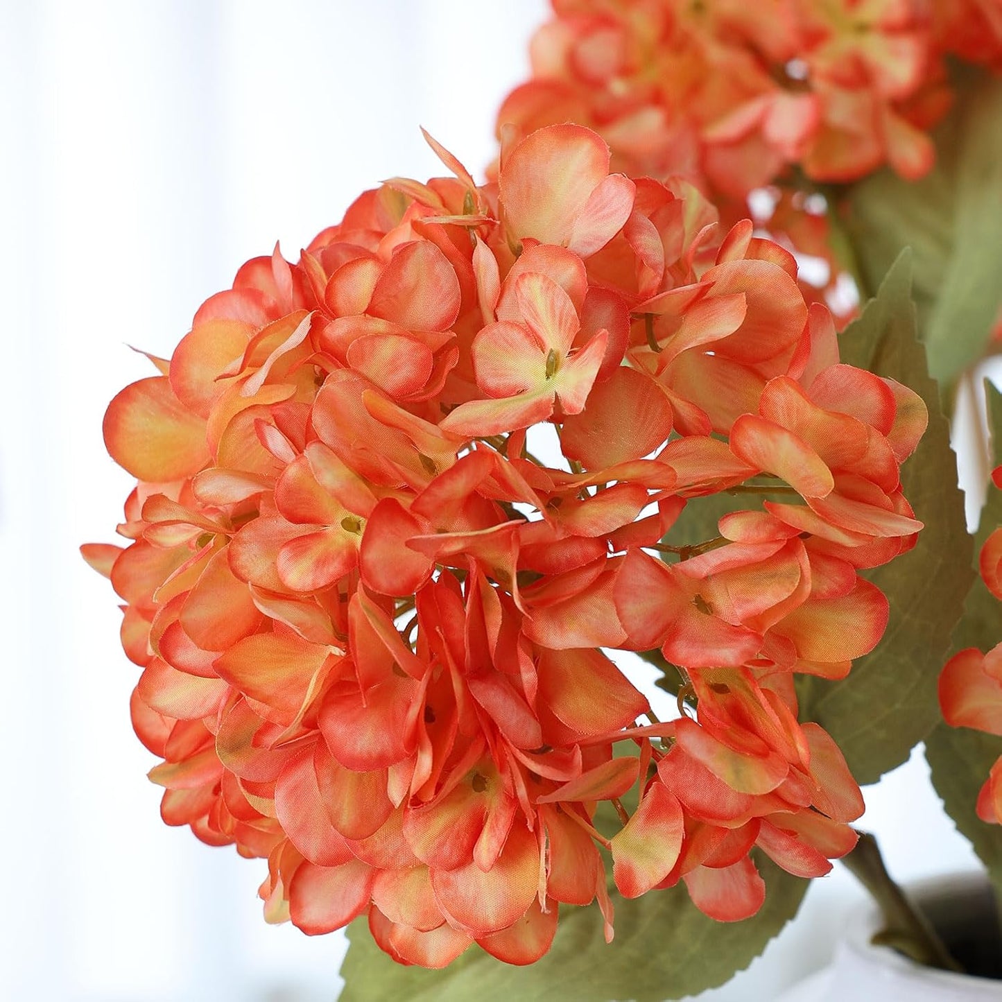 4Pcs Pink Artificial Hydrangea Flowers Large Fake Silk Hydrangea Flower with Leaves Stems Realistic Faux Hydrangeas Decorations for Wedding Table Centerpieces Vase Home Decor (Pink)