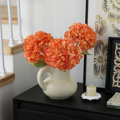 4Pcs Pink Artificial Hydrangea Flowers Large Fake Silk Hydrangea Flower with Leaves Stems Realistic Faux Hydrangeas Decorations for Wedding Table Centerpieces Vase Home Decor (Pink)