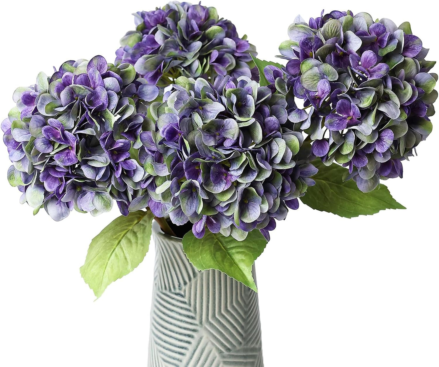 4Pcs Pink Artificial Hydrangea Flowers Large Fake Silk Hydrangea Flower with Leaves Stems Realistic Faux Hydrangeas Decorations for Wedding Table Centerpieces Vase Home Decor (Pink)