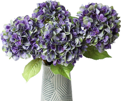 4Pcs Pink Artificial Hydrangea Flowers Large Fake Silk Hydrangea Flower with Leaves Stems Realistic Faux Hydrangeas Decorations for Wedding Table Centerpieces Vase Home Decor (Pink)
