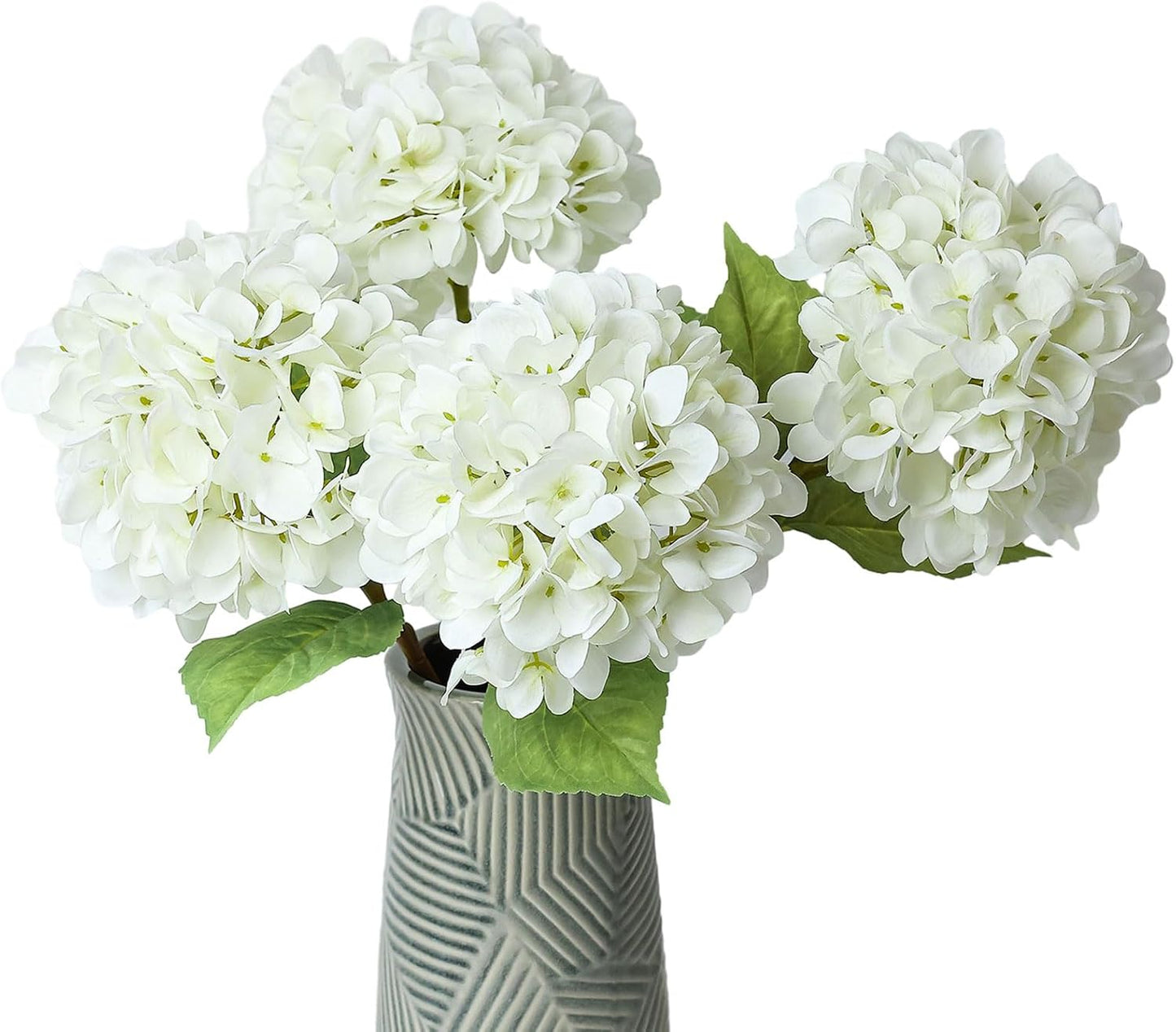 4Pcs Pink Artificial Hydrangea Flowers Large Fake Silk Hydrangea Flower with Leaves Stems Realistic Faux Hydrangeas Decorations for Wedding Table Centerpieces Vase Home Decor (Pink)