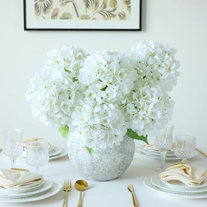 4Pcs Pink Artificial Hydrangea Flowers Large Fake Silk Hydrangea Flower with Leaves Stems Realistic Faux Hydrangeas Decorations for Wedding Table Centerpieces Vase Home Decor (Pink)