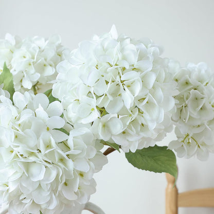 4Pcs Pink Artificial Hydrangea Flowers Large Fake Silk Hydrangea Flower with Leaves Stems Realistic Faux Hydrangeas Decorations for Wedding Table Centerpieces Vase Home Decor (Pink)